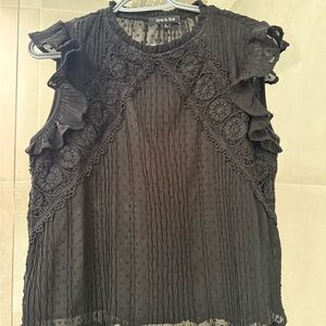 Black Lace Sleeveless Blouse